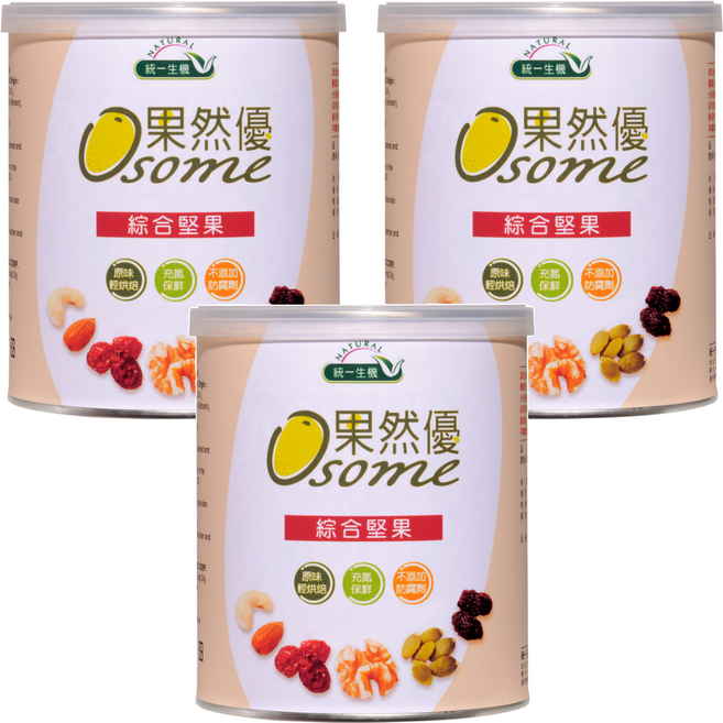 統一生機 Osome 果然優 綜合堅果, 360g, 3罐