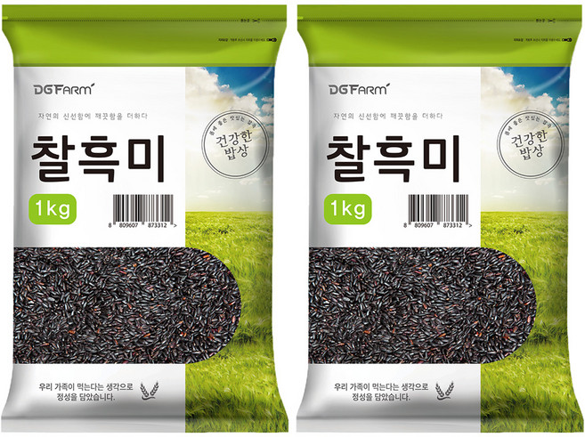 대구농산 건강한밥상 국산 찰흑미, 1kg, 2개