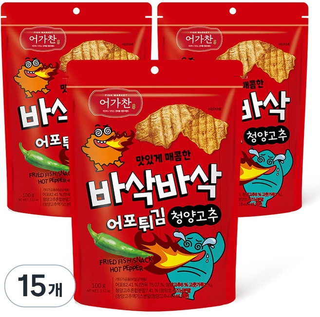 어가찬 바삭바삭 어포튀김 청양고추맛, 100g, 15개