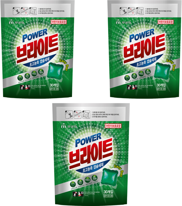 무궁화 파워 브라이트 초고농축 싱그러운 숲의향 캡슐세제, 30개입, 3개