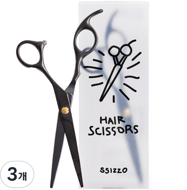 씨조 엣지 크래프트 프로 시저 일반형 미용가위, 3개, 블랙