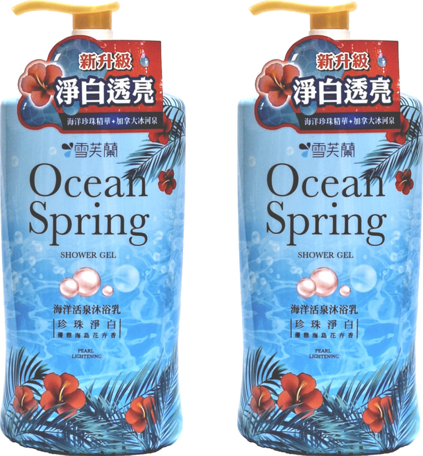 雪芙蘭 海洋活泉沐浴乳 珍珠淨白 高效保濕效果 優雅海島花卉香, 1L, 2瓶