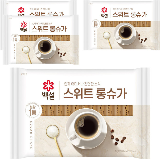 백설 스위트 롱슈가 하얀설탕, 500g, 4개
