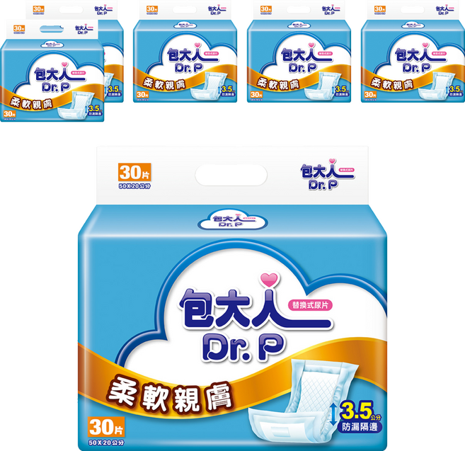 Dr.P 包大人 柔軟親膚 替換式尿片, 50*20cm, 30片, 6包
