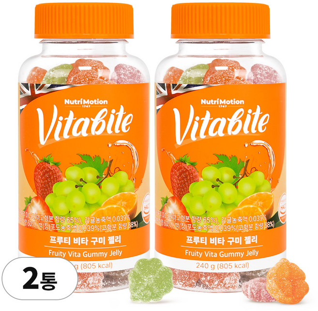 비타바이트 과일맛 멀티 비타 구미젤리 80개입, 240g, 2개