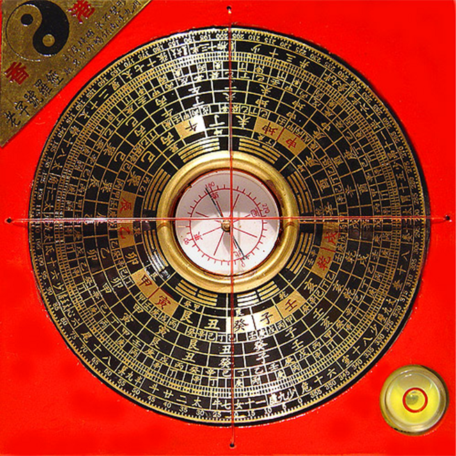 開運陶源 羅盤 羅經 指南北針 特製鑄銅 陽宅擺設 硃砂點綴, 1個, 紅