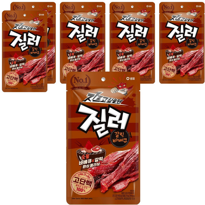샘표 육포 질러 갈릭바베큐육포, 70g, 6개