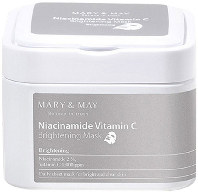 MARY&MAY 菸鹼醯胺維他命C抽取式亮白面膜, 60片, 1組
