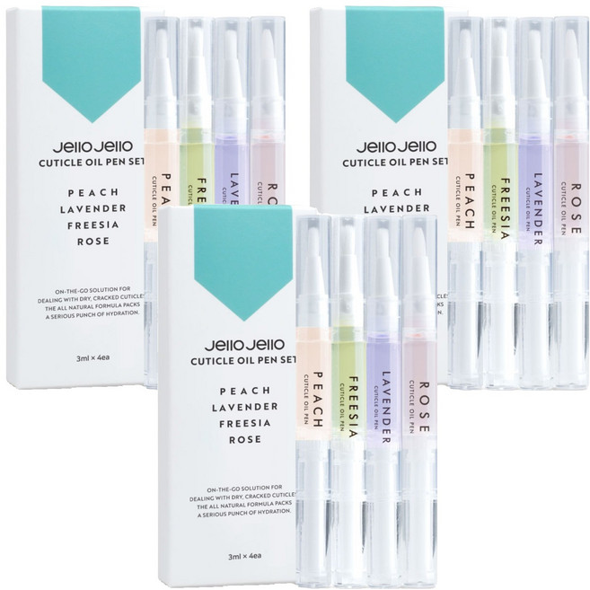 젤로젤로 큐티클 네일 오일펜 4종 세트, 12ml, 3개