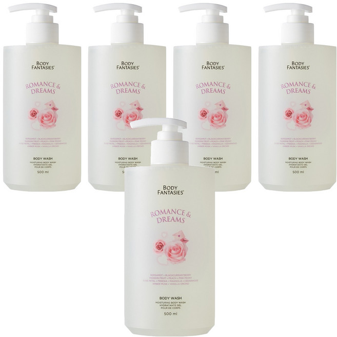 BODY FANTASIES 身體幻想 沐浴乳 羅曼史與夢想, 5個, 500ml