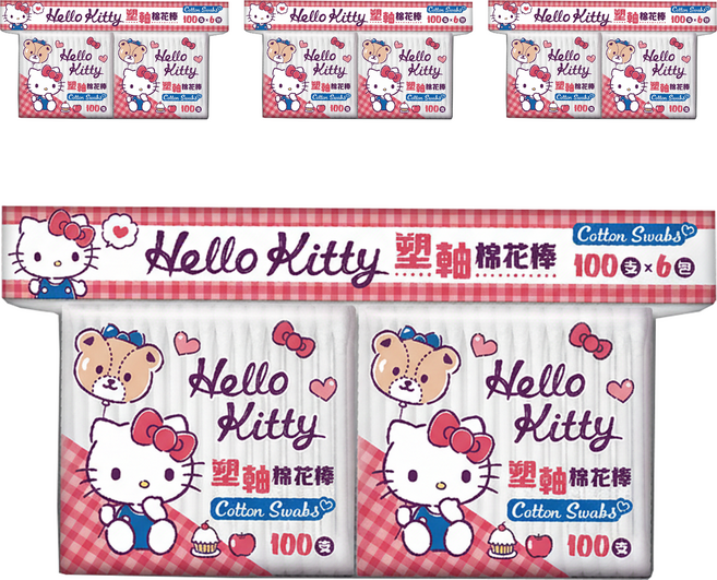 Hello Kitty 凱蒂貓 塑軸棉花棒, 24包, 100支