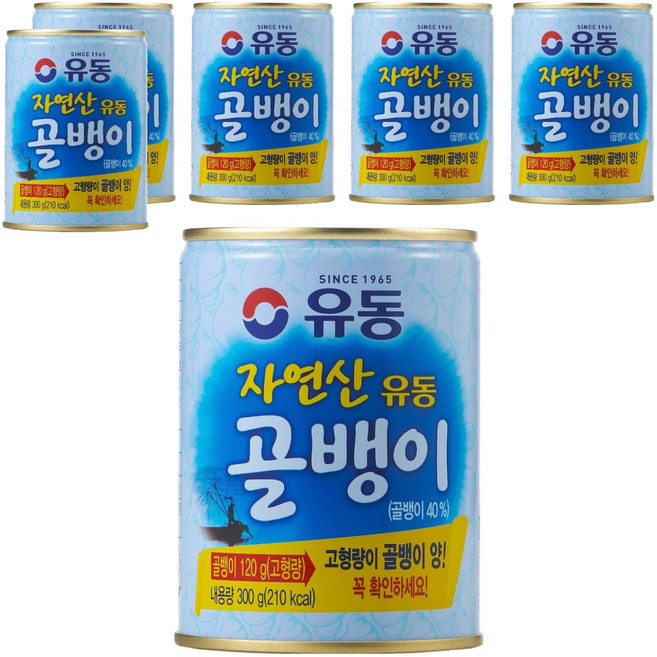 유동 자연산 골뱅이 통조림, 300g, 6개