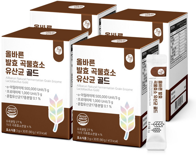 올바른 발효 곡물효소 유산균 골드 30p, 90g, 4개