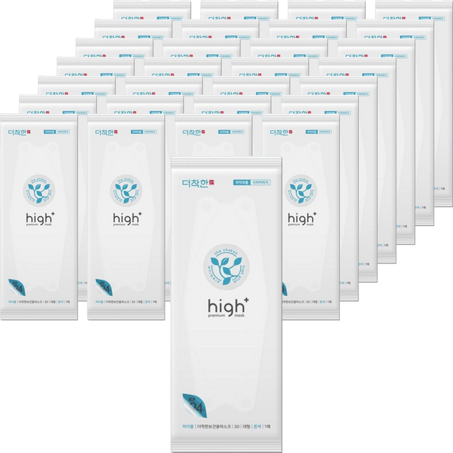 더착한인 하이플 보건용 마스크 대형 KF94, 1매입, 50개, 화이트