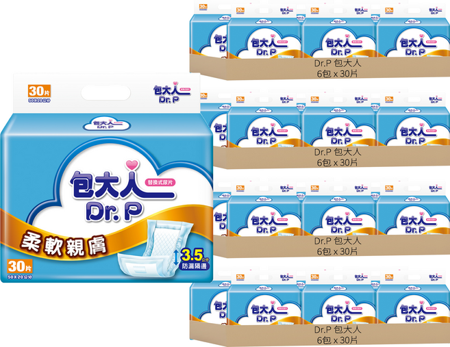 Dr.P 包大人 柔軟親膚 替換式尿片, 50*20cm, 30片, 24包