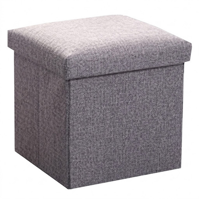 多功能可折疊棉麻收納凳 40 x 25 x 25cm, 灰色, 1個