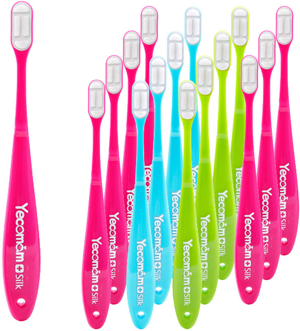 예꼬맘 실크 어린이용 칫솔 2단계, 혼합색상, 1개입, 16개
