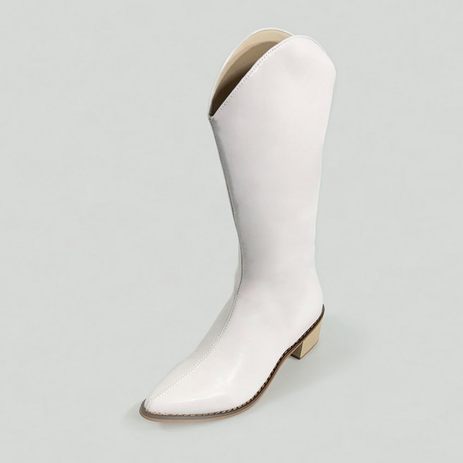 슈즈앤 여성 옆지퍼 브이컷 하이 웨스턴 롱부츠 sn606