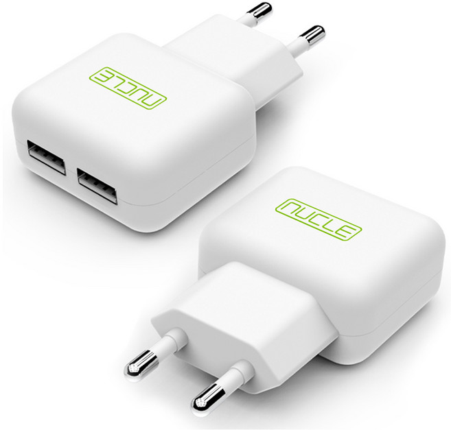 뉴클 2.1A USB 2포트 가정용 충전기, 화이트, 2개