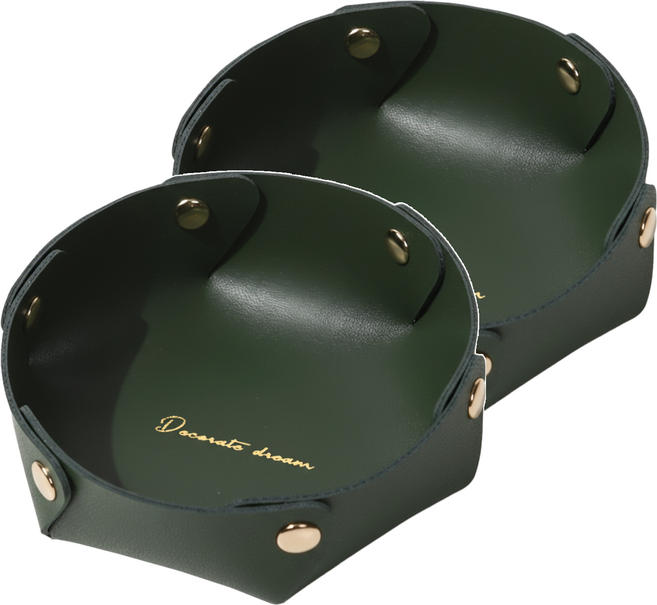 KUIBAO 快豹生活 Mule皮革收納托盤 2入, 墨綠色