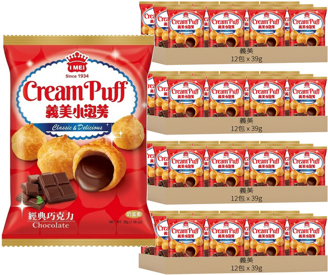 義美 小泡芙 經典巧克力, 39g, 48包