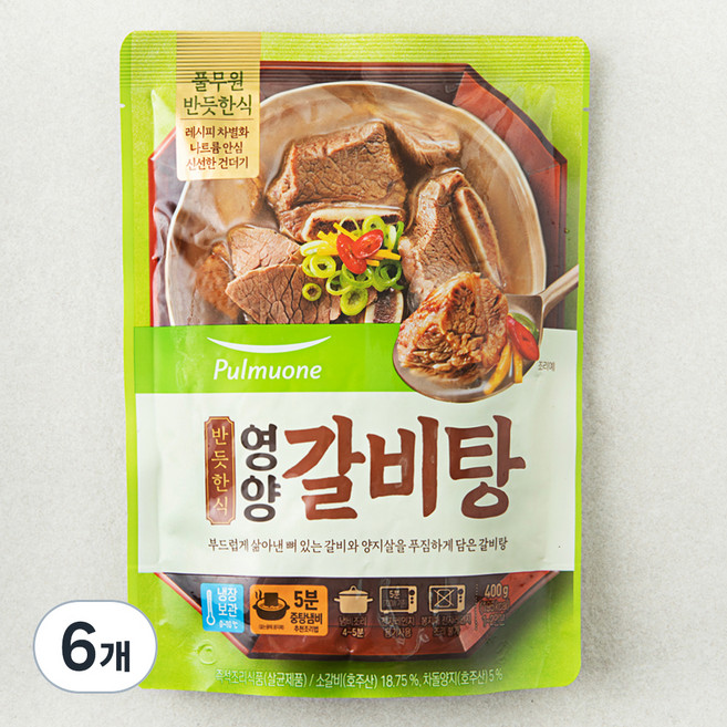 풀무원 반듯한식 영양갈비탕 냉장, 6개, 400g