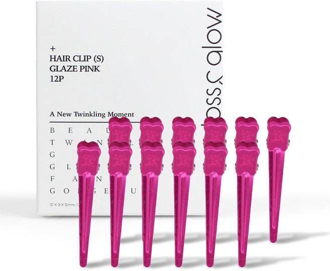 글로스앤글로우 국내생산 자국없는 집게핀 소, 글레이즈 핑크, 12개