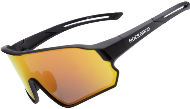 락브로스 스포츠 도수클립포함 자전거 편광고글, 블랙, 1개