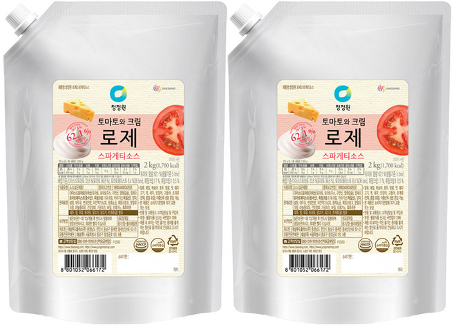 청정원 로제 스파게티 소스, 2kg, 2개