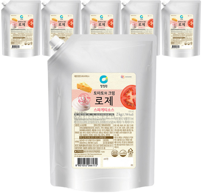 청정원 로제 스파게티소스, 2kg, 5개