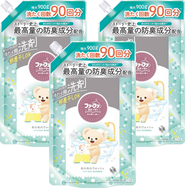 FaFa FREE& 繪本系列 麝香洗衣精補充包, 900g, 3包