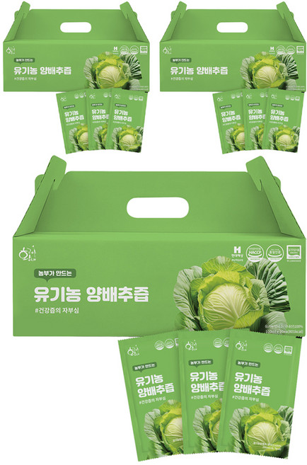 황금이네 유기농 양배추즙 100ml 30포, 3L, 3개