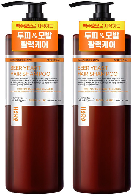하라즈 맥주효모 샴푸 플로럴머스크향, 500ml, 2개