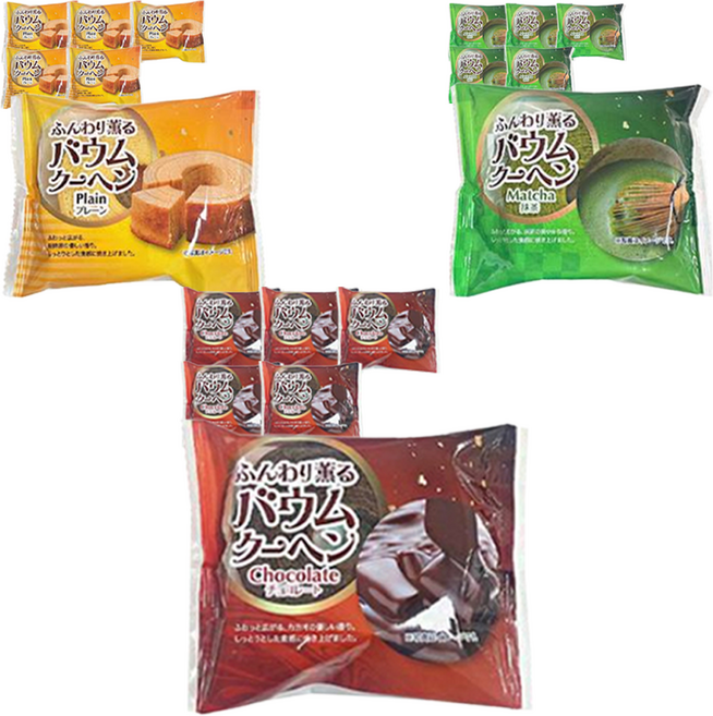 카오루 바움쿠헨 케이크 혼합 세트 녹차 60g x 2p + 플레인 60g x 2p + 초코 60g x 2p, 360g, 3세트