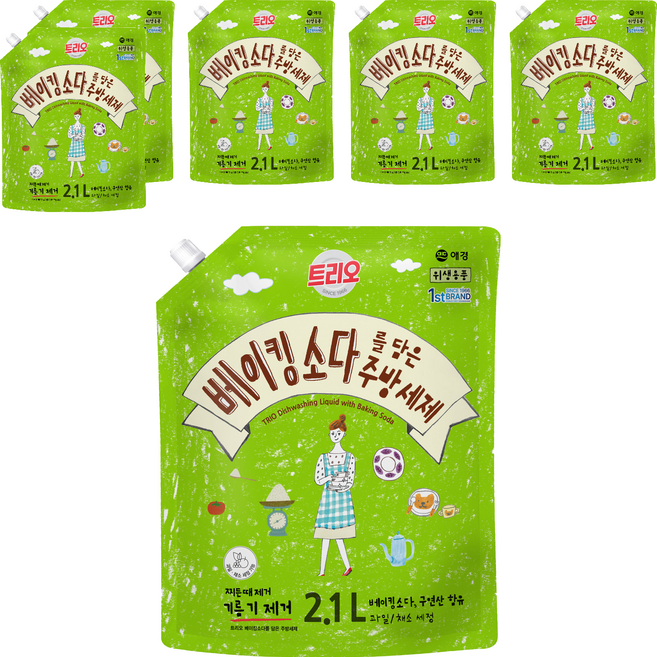 트리오 베이킹소다를 담은 주방세제, 2.1L, 6개
