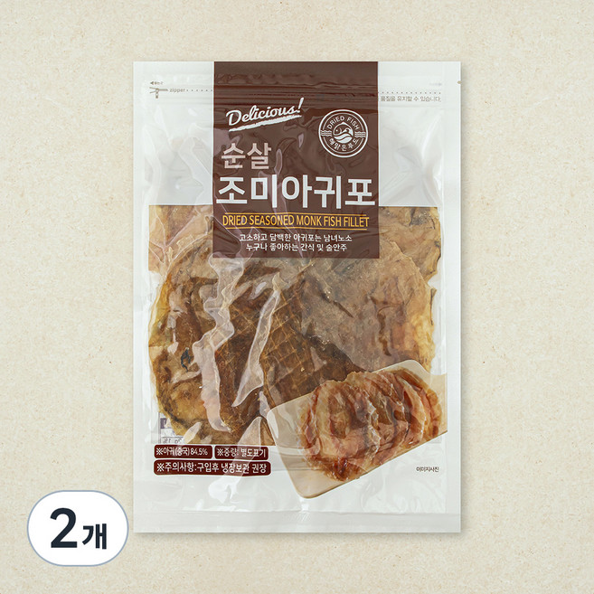 해맑은푸드 순살 조미아귀포, 2개, 200g