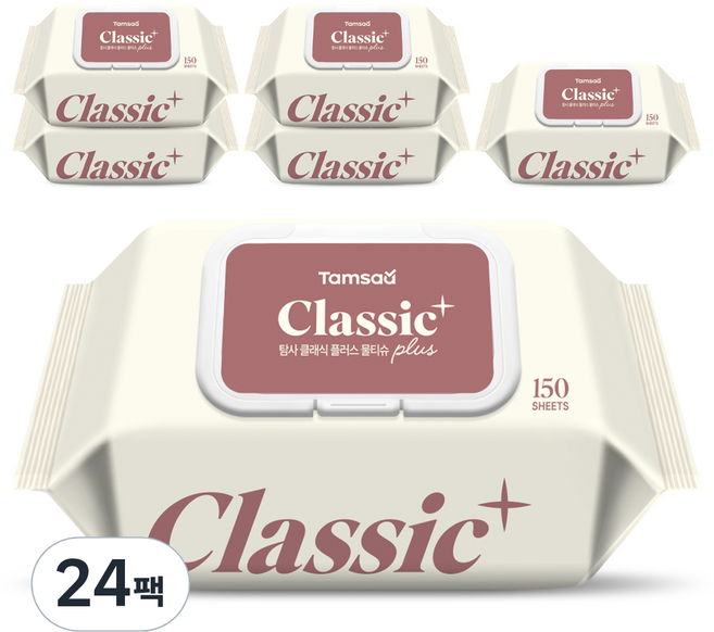 탐사 클래식 플러스 대용량 물티슈 캡형, 24개, 150매, 40g