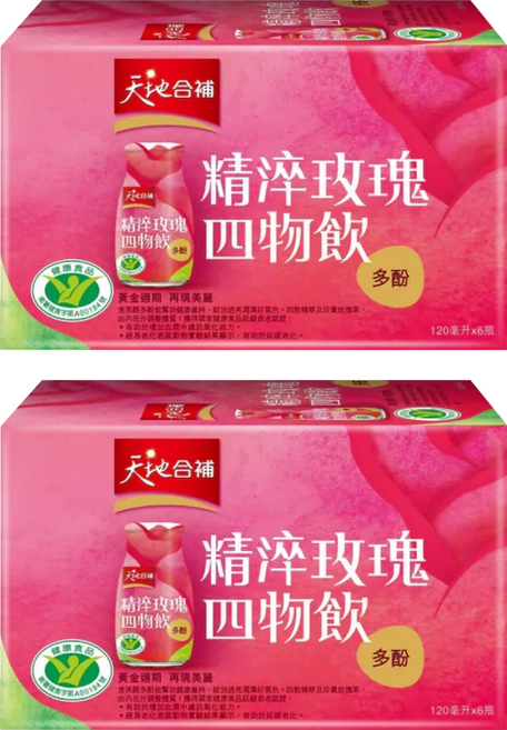 天地合補 精淬玫瑰四物飲 多酚配方, 120ml, 6瓶, 2盒