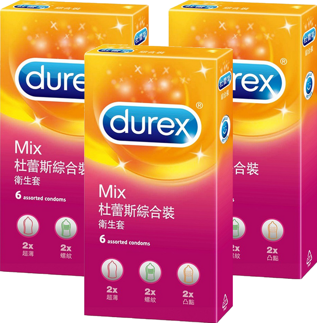 durex 杜蕾斯 綜合裝保險套, 6個, 3盒