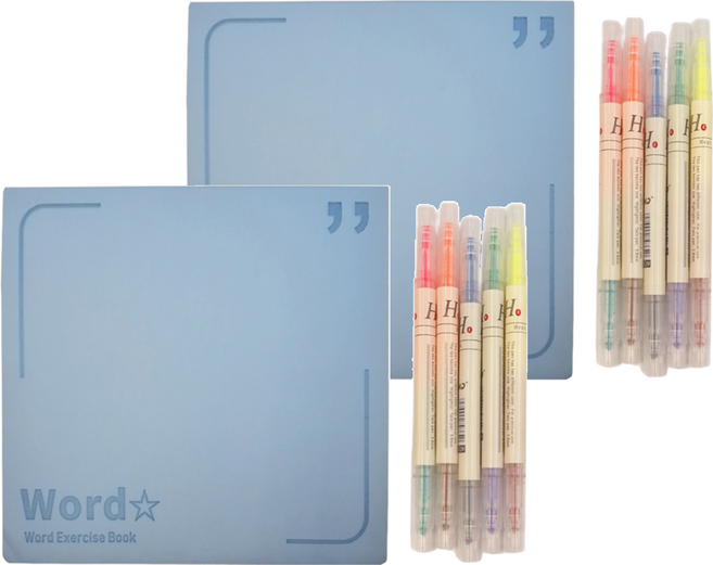 單字記憶本(送5隻螢光筆) 藍色, 2入