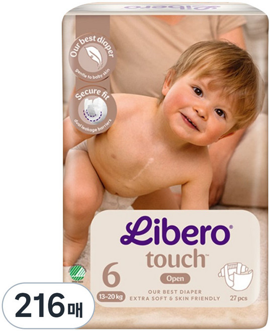 리베로 터치 밴드형 기저귀 남여공용, 6단계, 216매