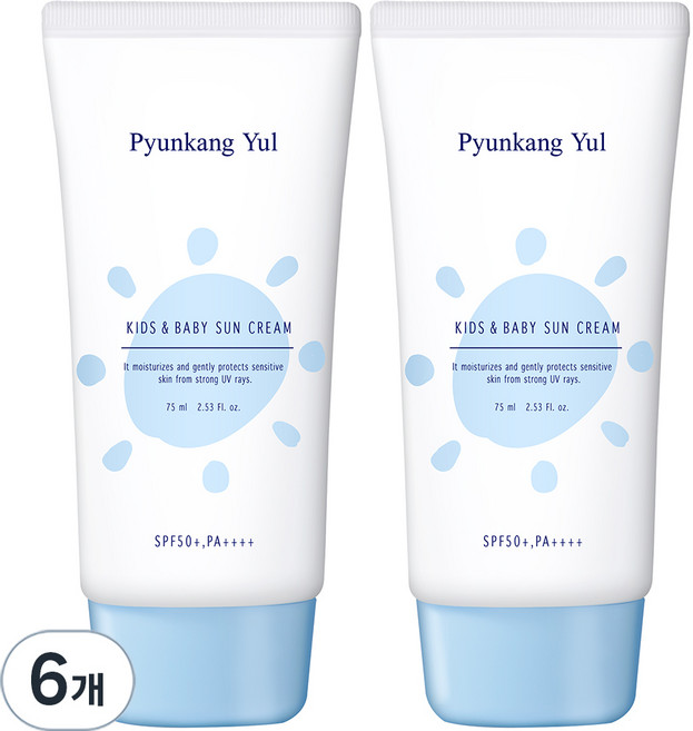 편강율 키즈 앤 베이비 촉촉 선크림 SPF50+ PA++++, 6개, 75ml