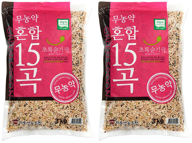 초록숟가락 무농약 혼합15곡, 3kg, 2개