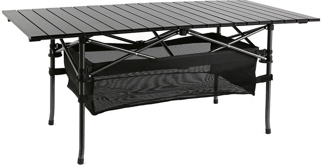 코멧 알루미늄 접이식 캠핑 테이블 대형, 블랙