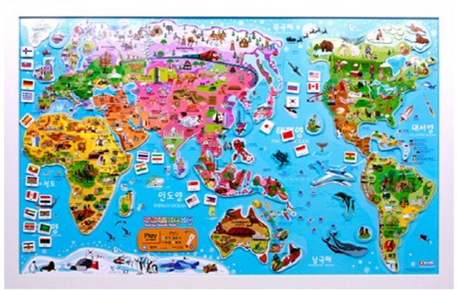 [바니랜드] 세계지도 자석퍼즐 액자, 1개, 179피스