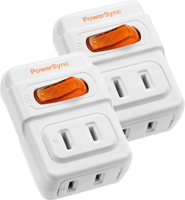 PowerSync 群加 2P 1開2插安全節能壁插 TWT212NN, 6.2cm, 2個, 白色