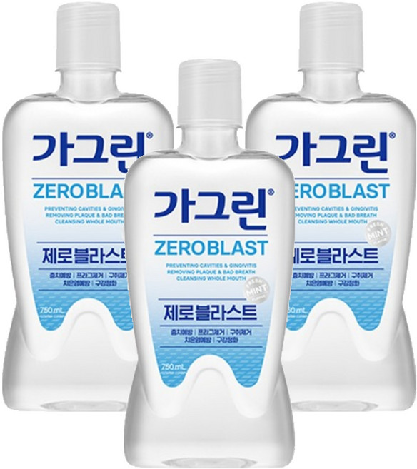 가그린 제로 블라스트 구강세정제, 750ml, 1개입, 3개