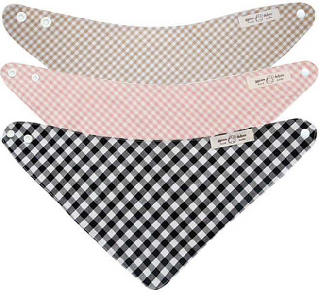 꿈두부 사계절용 유아 스카프빕 체크 3종세트