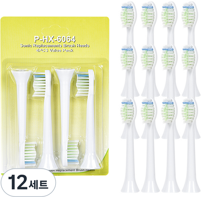 온비유 필립스 소닉케어 전동칫솔 호환 리필모 4개입, 옵티멀 화이트, 12세트