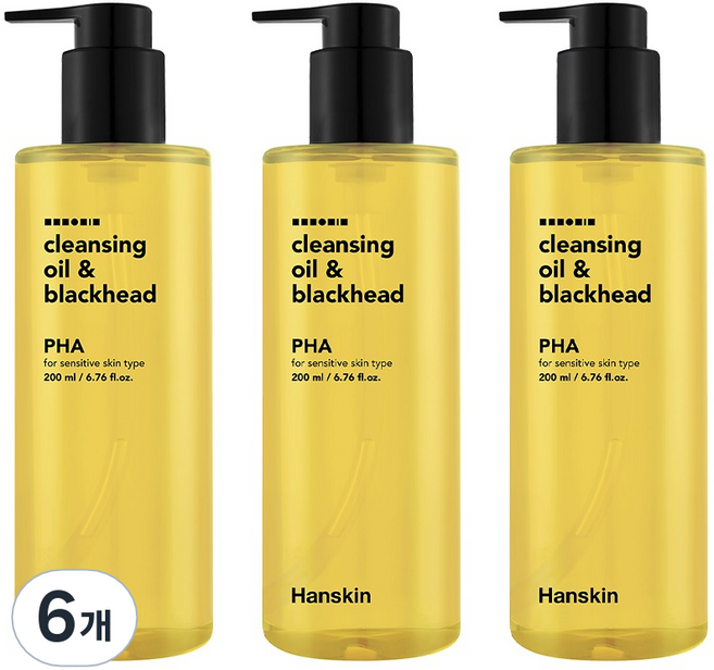 한스킨 클렌징오일 앤 블랙헤드 PHA, 200ml, 6개